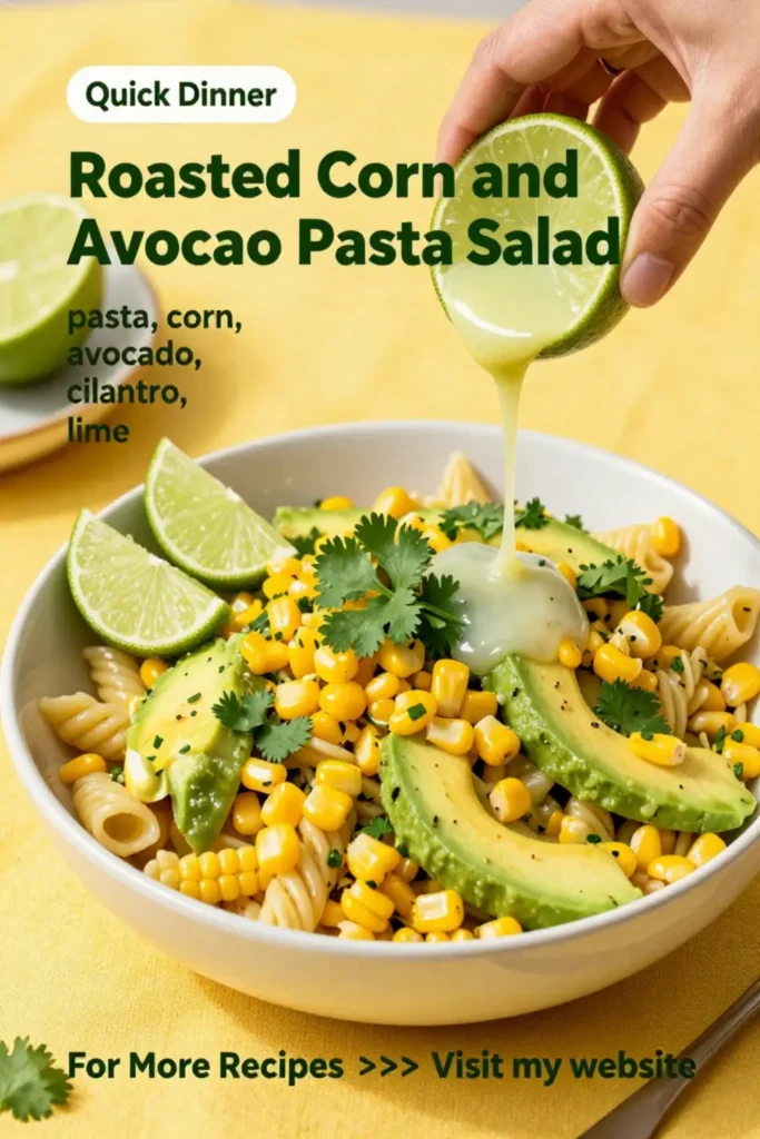 Pasta Salad: Roasted Corn and Avocado Pasta Salad With Cilantro Lime in 20 Minutes