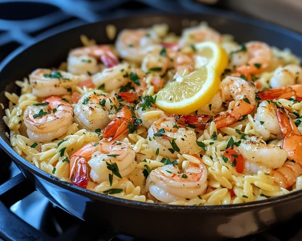 Easy Dinner Ideas: One Pot Lemon Garlic Shrimp Orzo in 20 Minutes