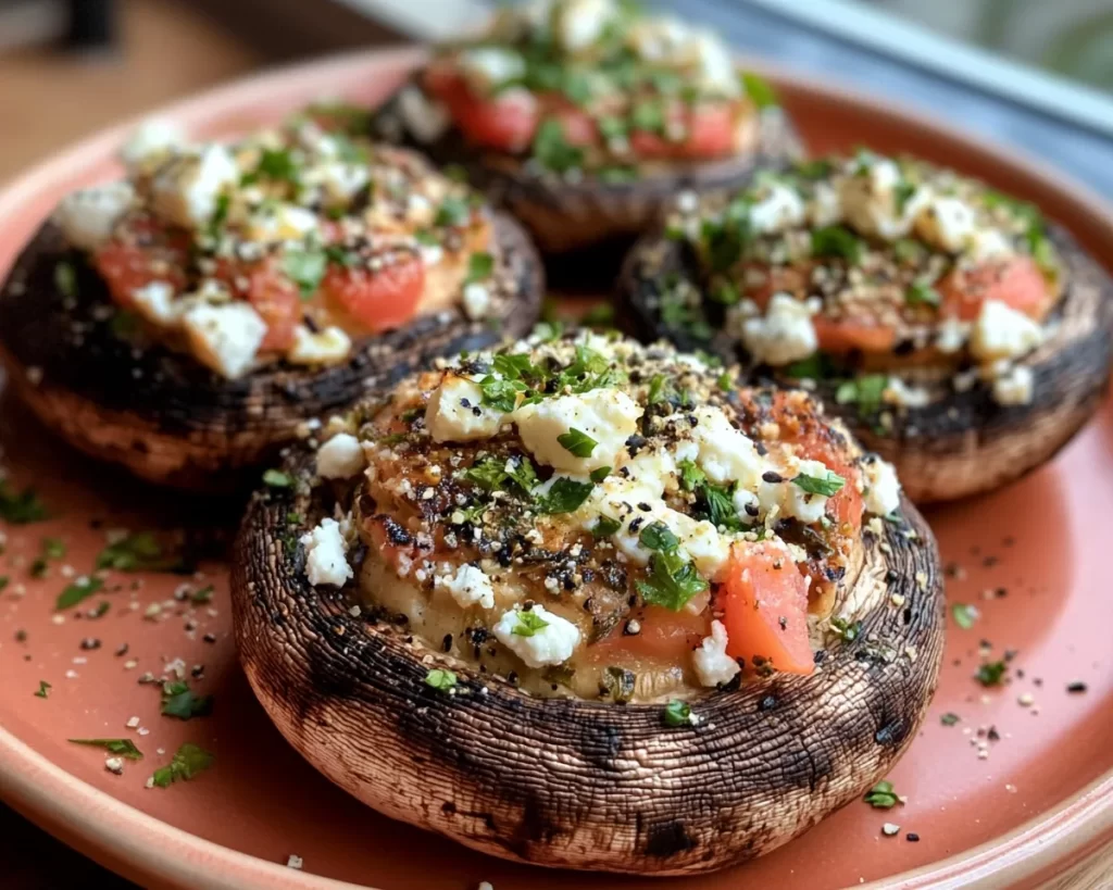 Healthy Dinner Recipes: Mediterranean Stuffed Portobello Mushrooms With Feta in 25 Minutes