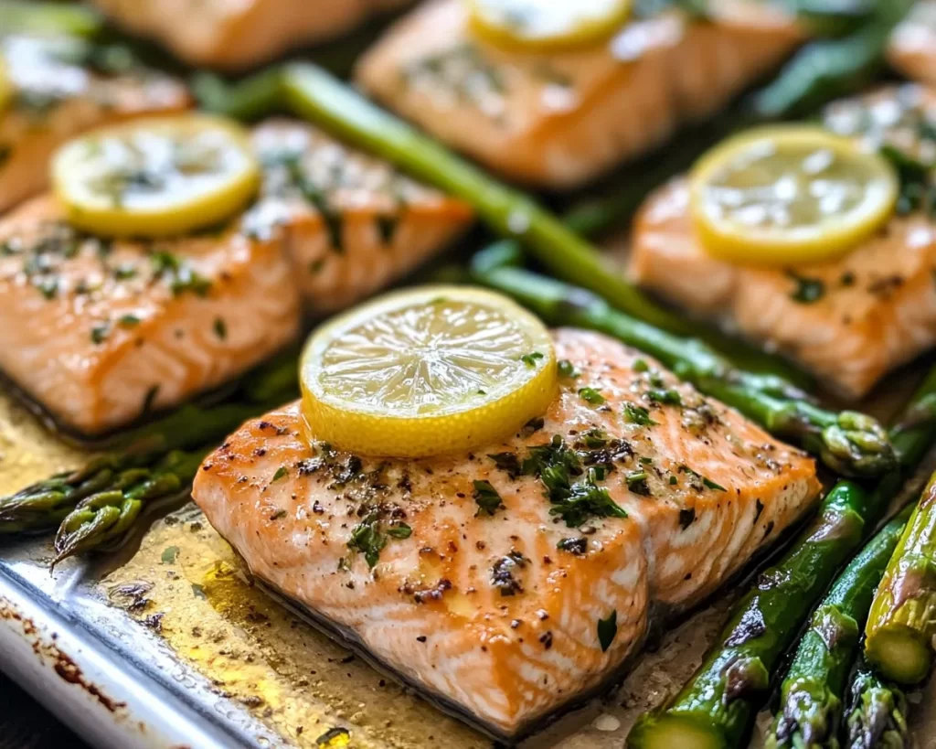 Healthy Dinner Recipes: Sheet Pan Lemon Herb Salmon and Asparagus in 25 Minutes