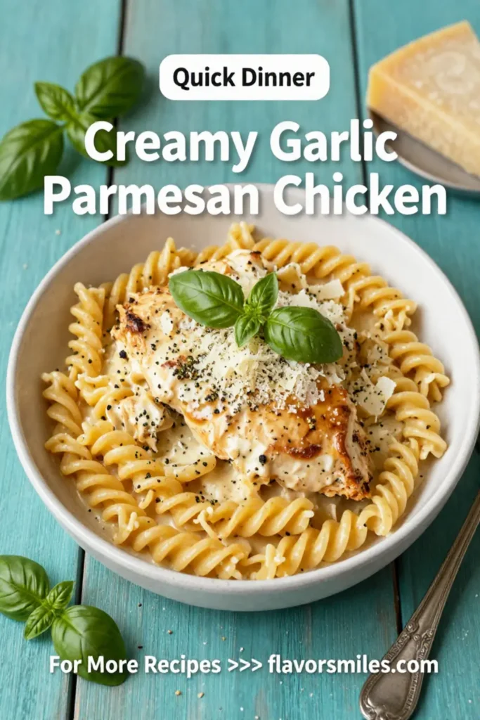 Creamy Garlic Parmesan Chicken with Cheesy Twisted Pasta