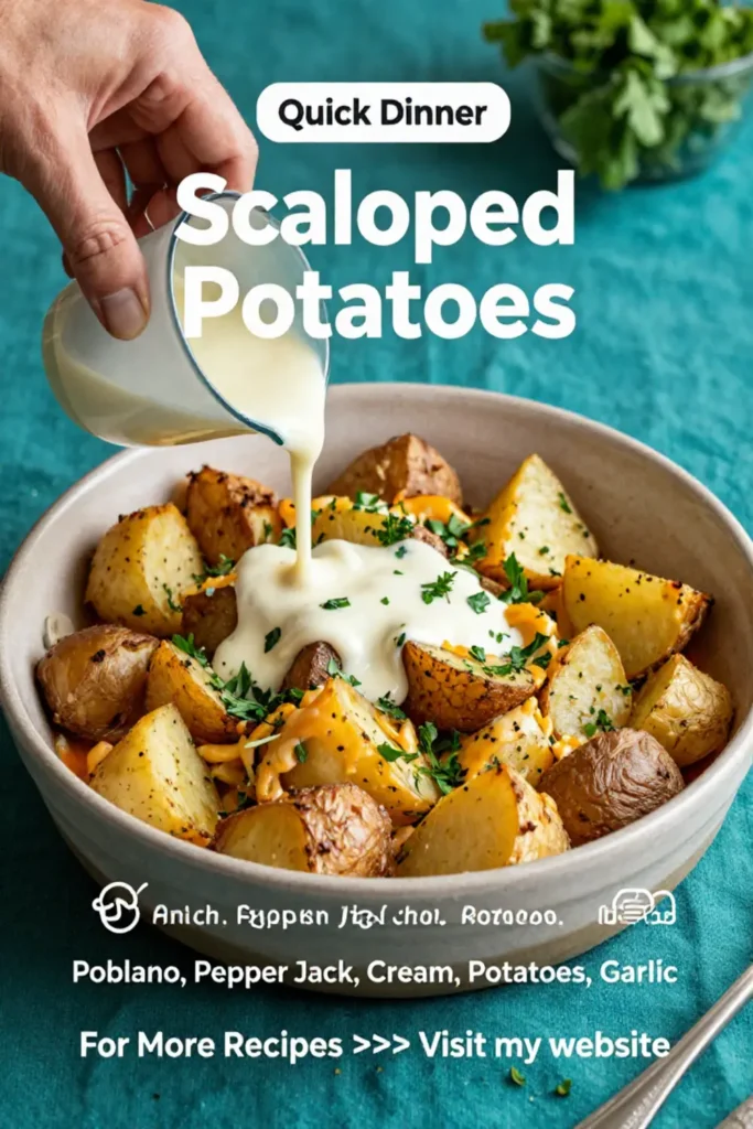 Scalloped Potatoes: Poblano and Pepper Jack Southwestern Scalloped Potatoes in 40 Minutes