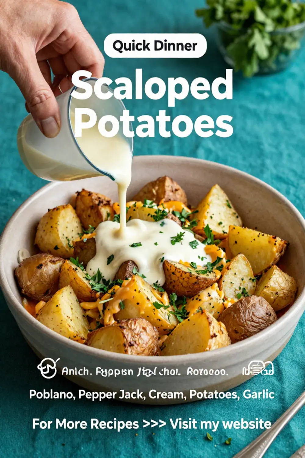 Scalloped Potatoes: Poblano and Pepper Jack Southwestern Scalloped Potatoes in 40 Minutes