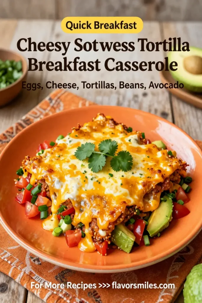 Cheesy Southwest Tortilla Breakfast Casserole