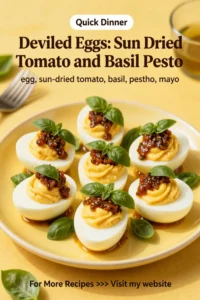 Deviled Eggs: Sun Dried Tomato and Basil Pesto Deviled Eggs in 20 Minutes