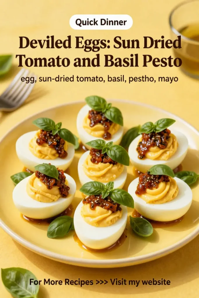 Deviled Eggs: Sun Dried Tomato and Basil Pesto Deviled Eggs in 20 Minutes