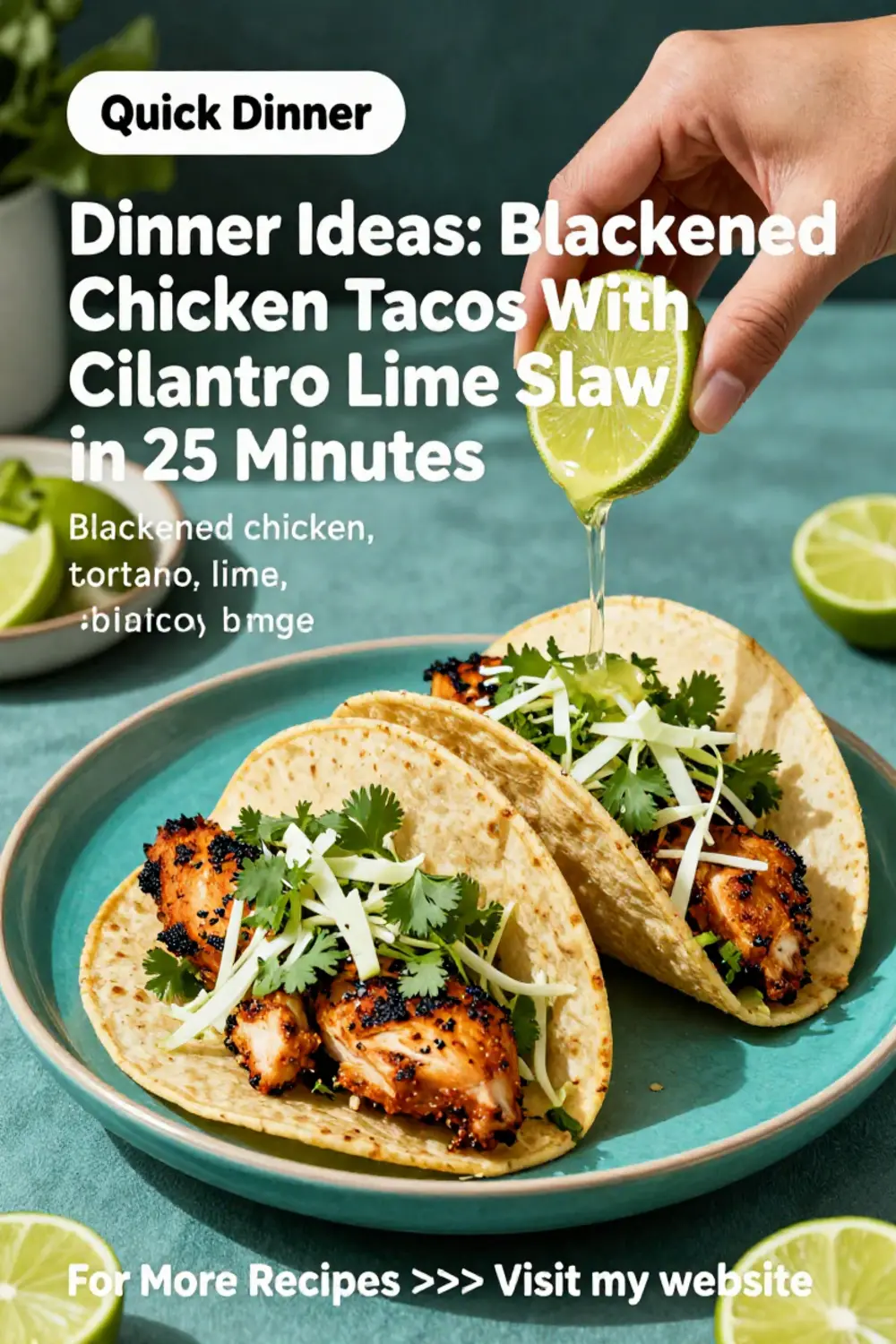 Dinner Ideas: Blackened Chicken Tacos With Cilantro Lime Slaw in 25 Minutes
