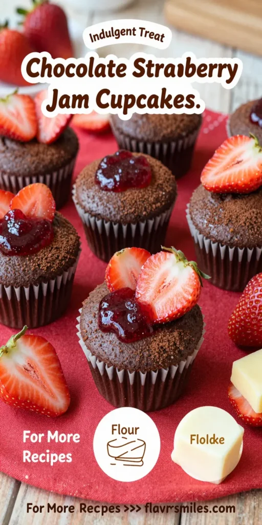 Chocolate Strawberry Jam Cupcakes
