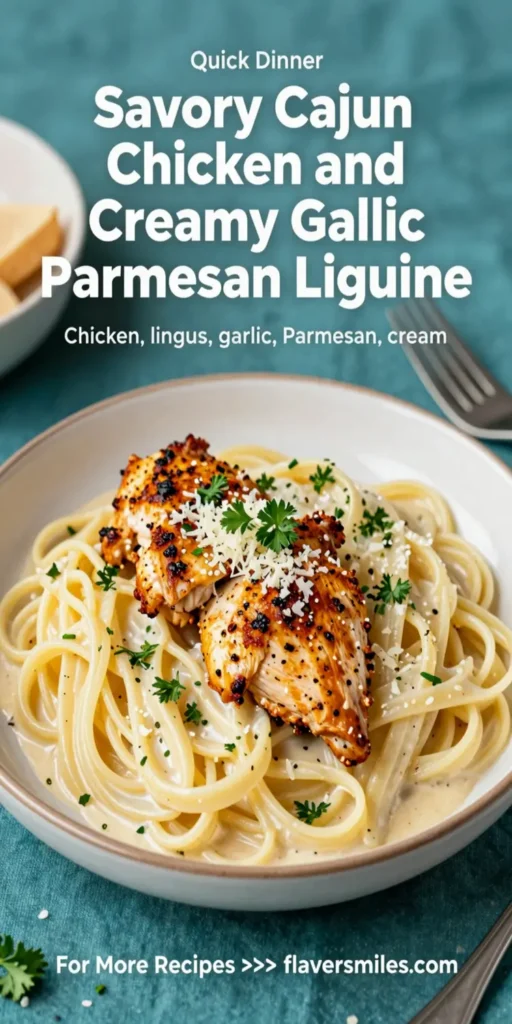 Savory Cajun Chicken and Creamy Garlic Parmesan Linguine