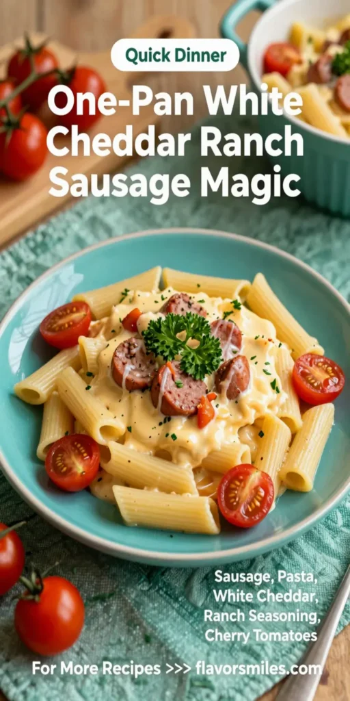 One-Pan White Cheddar Ranch Sausage Magic Pasta