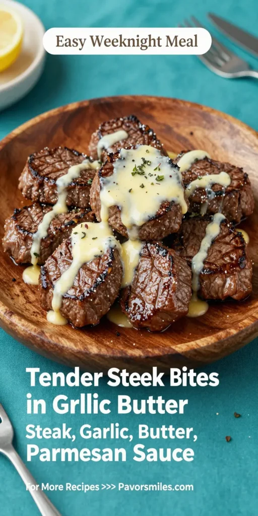 Tender Steak Bites in Garlic Butter with Creamy Parmesan Sauce
