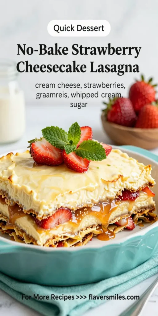 No-Bake Strawberry Cheesecake Lasagna