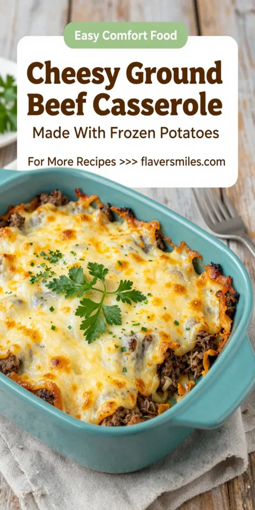 Cheesy Ground Beef Casserole Made With Frozen Potatoes