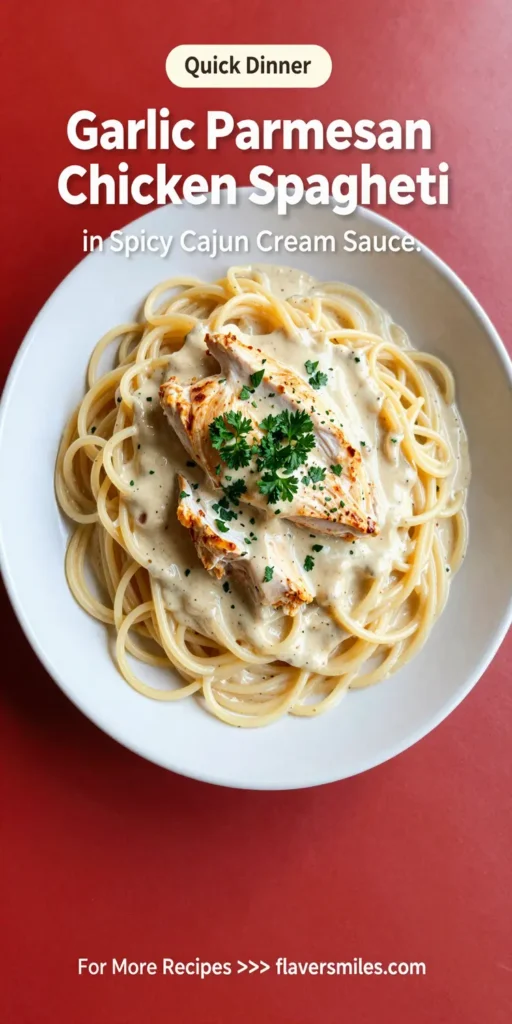 Garlic Parmesan Chicken Spaghetti in Spicy Cajun Cream Sauce