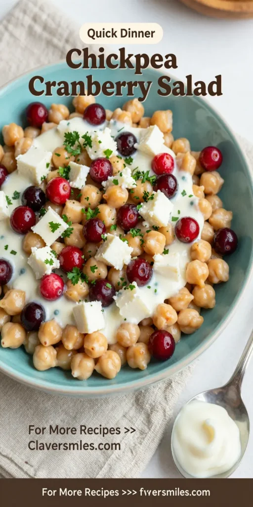Chickpea Cranberry Salad (Creamy Feta Dressing)