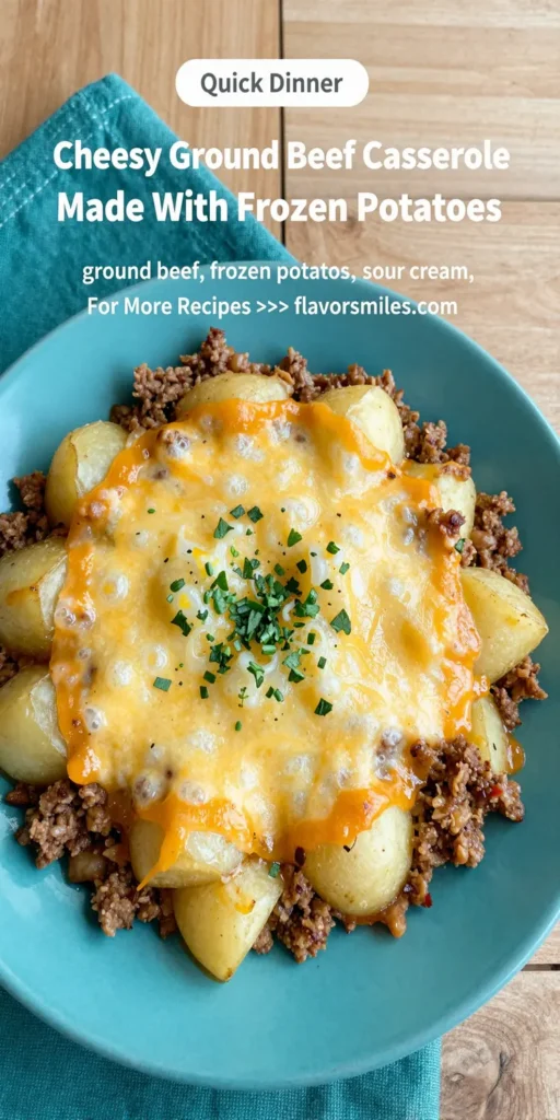 Cheesy Ground Beef Casserole Made With Frozen Potatoes