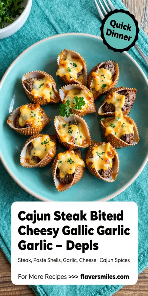 Cajun Steak Bites and Cheesy Garlic Shells Skillet