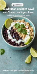 Black Bean and Rice Bowl with Cilantro Lime Yogurt Sauce