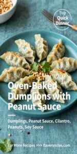 Oven-Baked Dumplings with Peanut Sauce
