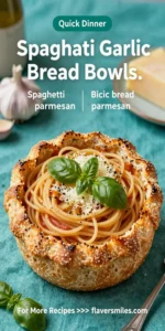 Spaghetti Garlic Bread Bowls
