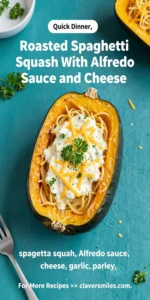 Roasted Spaghetti Squash With Alfredo Sauce and Cheese