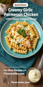Creamy Garlic Parmesan Chicken with Cheesy Twisted Pasta