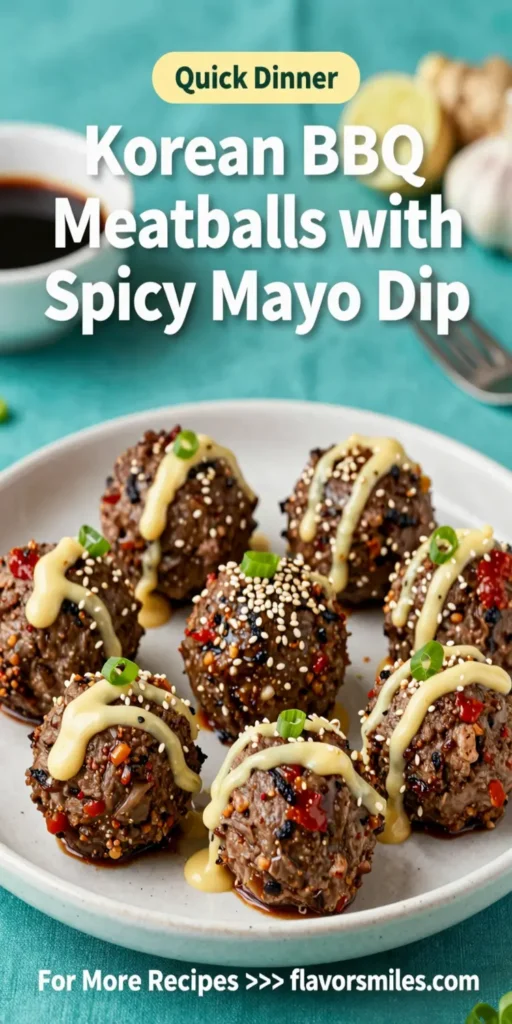 Korean BBQ Meatballs with Spicy Mayo Dip