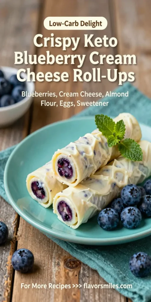 Crispy Keto Blueberry Cream Cheese Roll-Ups
