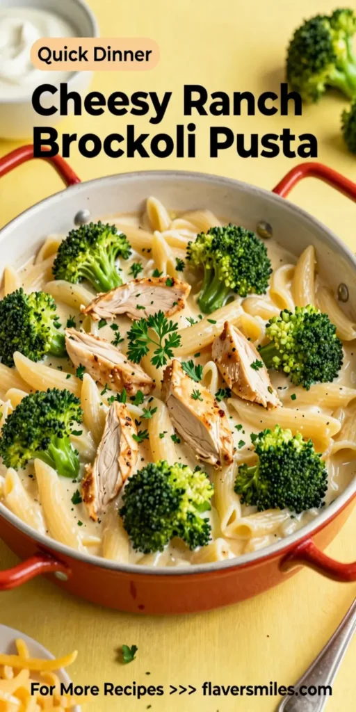 Cheesy Ranch Chicken and Broccoli Pasta Skillet