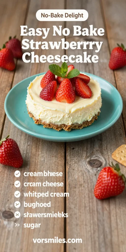 Easy No Bake Strawberry Cheesecake