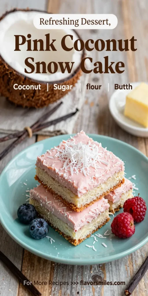 Pink Coconut Snowball Cake Bars