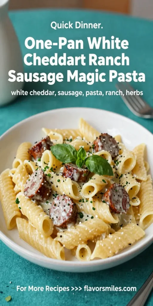 One-Pan White Cheddar Ranch Sausage Magic Pasta