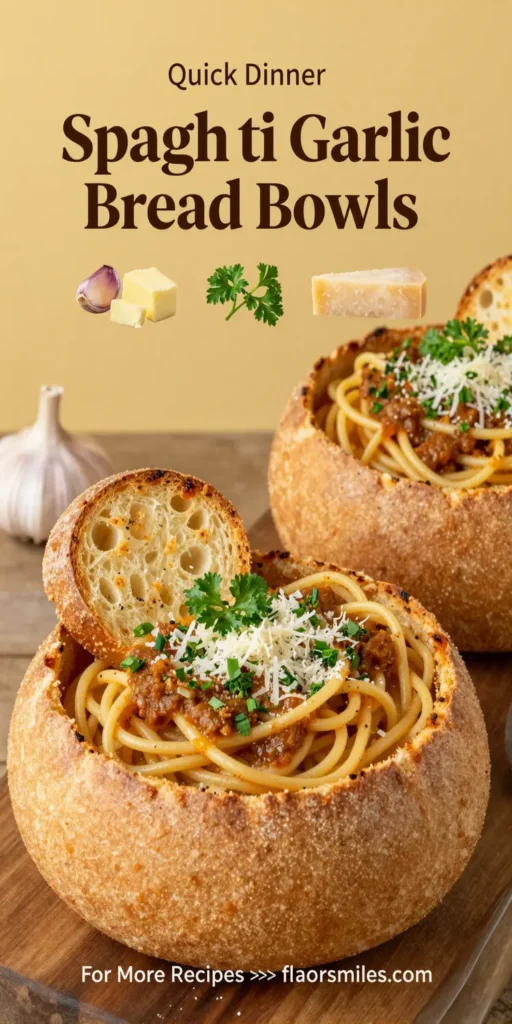 Spaghetti Garlic Bread Bowls