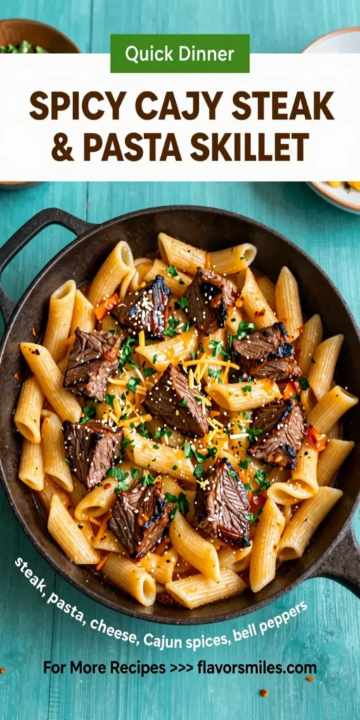Cheesy Spicy Cajun Steak & Pasta Skillet