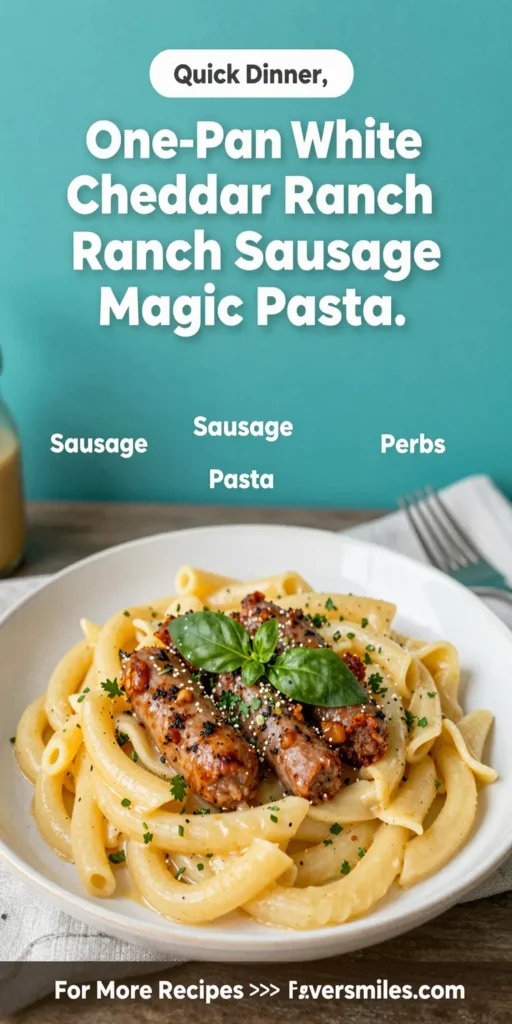 One-Pan White Cheddar Ranch Sausage Magic Pasta