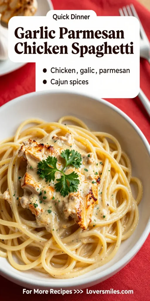 Garlic Parmesan Chicken Spaghetti in Spicy Cajun Cream Sauce