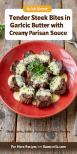 Tender Steak Bites in Garlic Butter with Creamy Parmesan Sauce