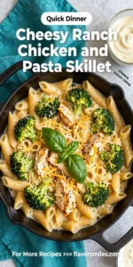 Cheesy Ranch Chicken and Broccoli Pasta Skillet