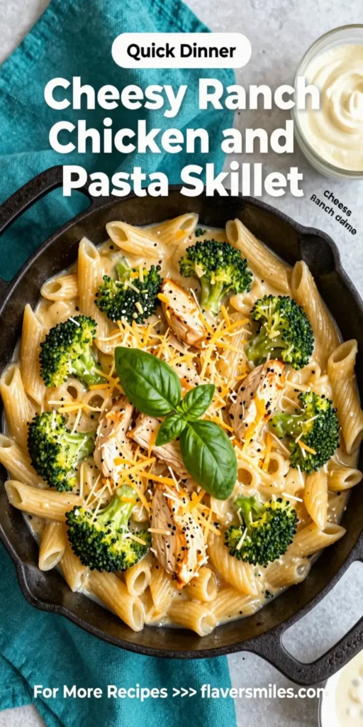 Cheesy Ranch Chicken and Broccoli Pasta Skillet