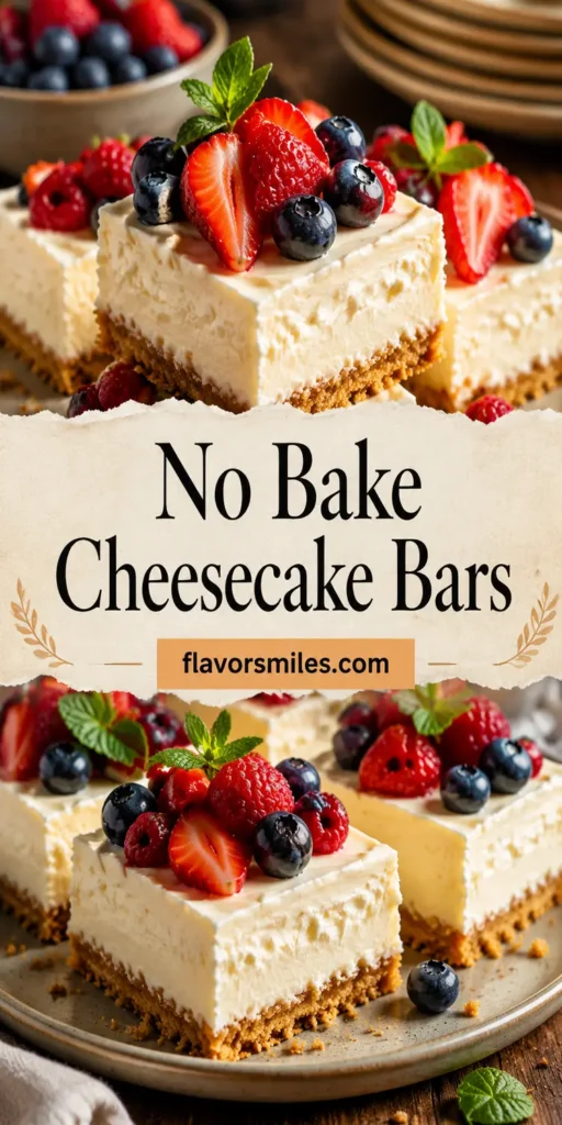 Easy No Bake Cheesecake Bars with Graham Crust