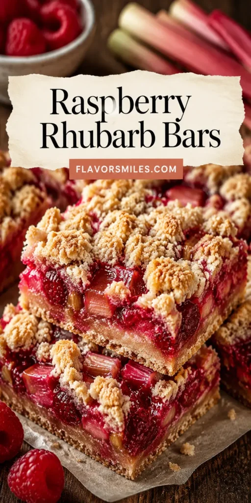 Raspberry Rhubarb Bars with Buttery Crumble