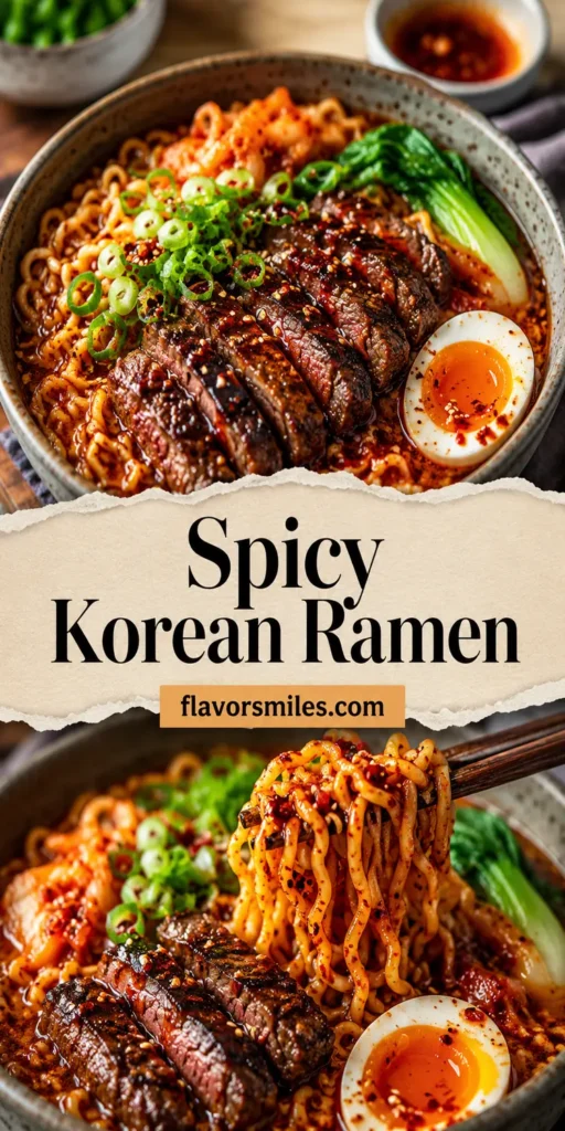 Spicy Korean Ramen with Grilled Beef