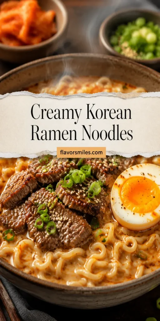 Creamy Korean Ramen Noodles with Beef and Egg
