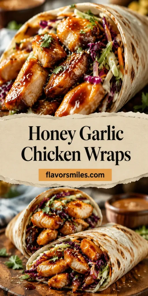 Honey Garlic Chicken Wraps with Crunchy Slaw