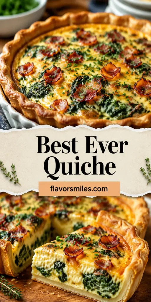 Best Ever Quiche with Bacon, Cheese, and Spinach