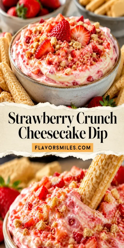 Strawberry Crunch Cheesecake Dip with Wafers
