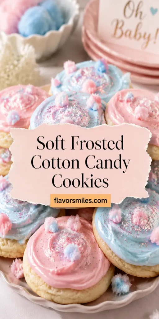 Soft Frosted Cotton Candy Cookies for Baby Shower