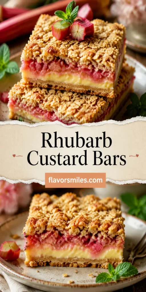 Rhubarb Custard Bars with Golden Oat Topping