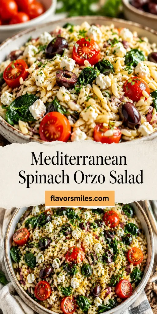 Mediterranean Spinach Orzo Salad for Summer BBQ