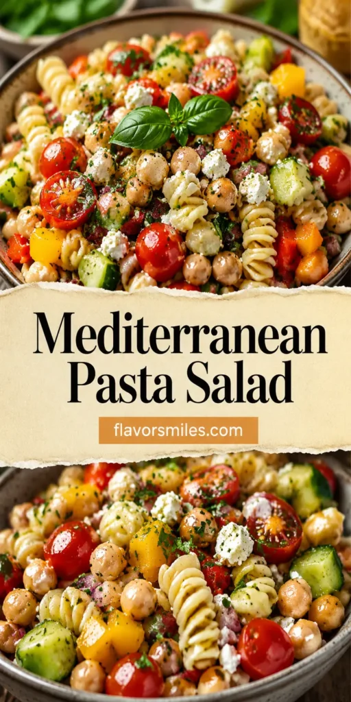 Mediterranean Pasta Salad with Chickpeas and Feta